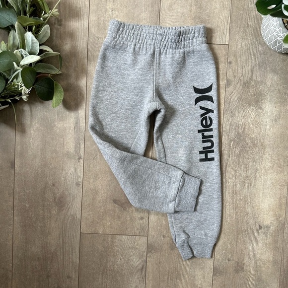 Hurley Kids Gray Jogger Sweatpants Fleece Joggers Side Hurley Logo Sz 4 Pants - Picture 2 of 7